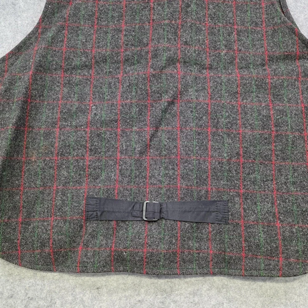 Johnson Woolen Mills Vest Mens XL? Gray Plaid Wool Adirondack PLD USA Hunting